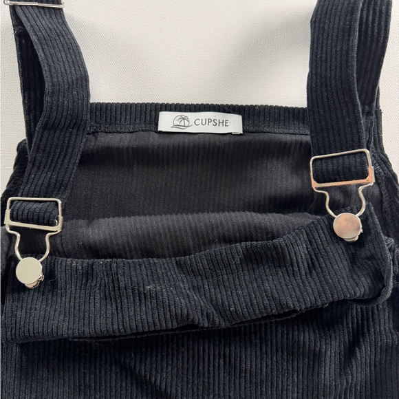 Women's Corduroy Mini Overall Dress - Cupshe-S-Black - Picture 7 of 9